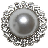 Pearl Buttons with stone - 21 mm - 4 pcs