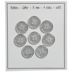 Glitter Buttons – Silver - Multiple sizes