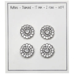 Bling Buttons - Small Stones - Silver - 4 pcs.