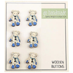 Wooden Buttons - The Mouse Luis - 6 pcs, 20 mm