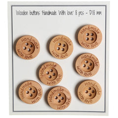 Wooden Buttons - Handmade with Love - 18 mm (7.1 in)