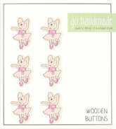 Wooden Button - Emily the Mouse - 6 pcs.