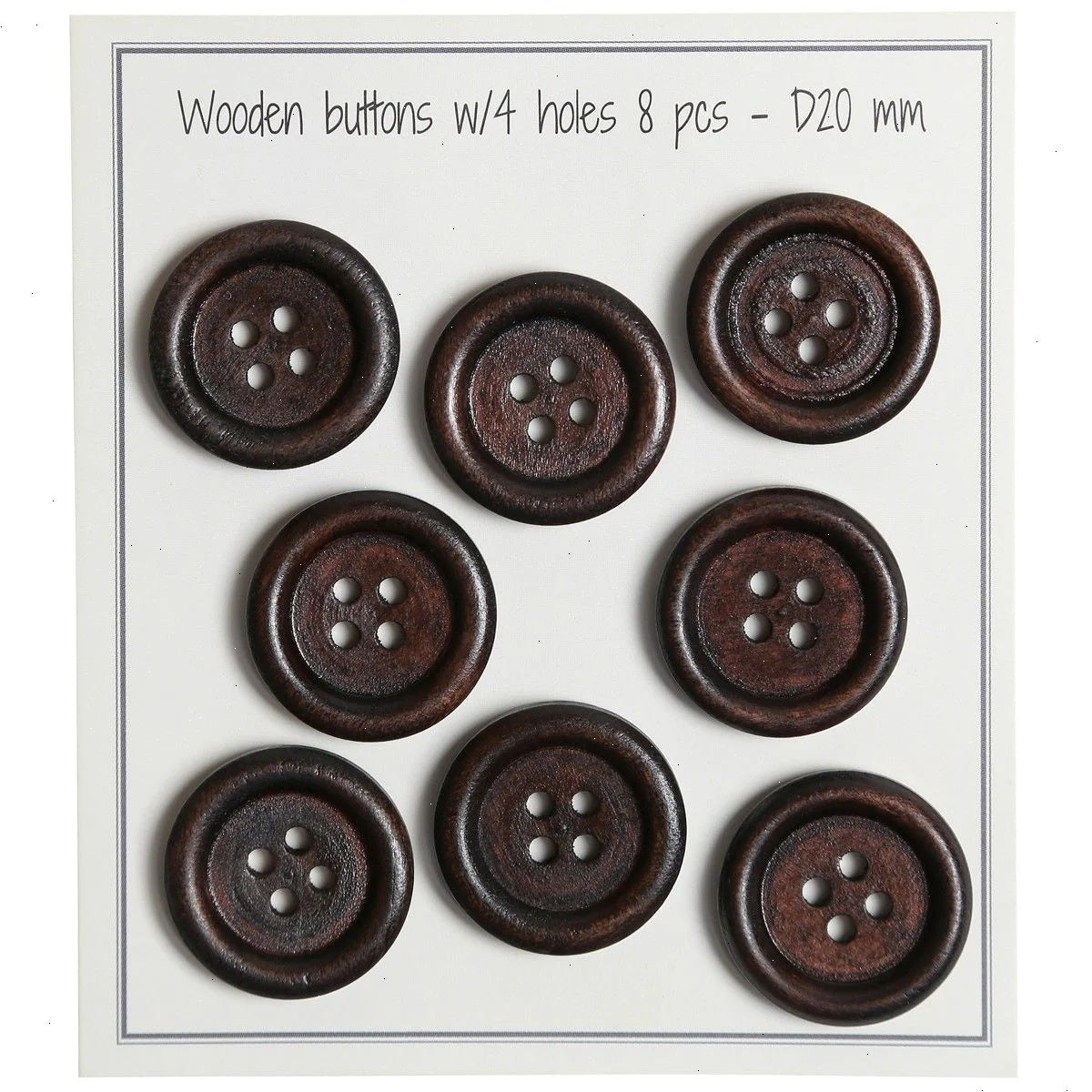 Wooden Buttons - Round Groove - Dark - 8 pcs.